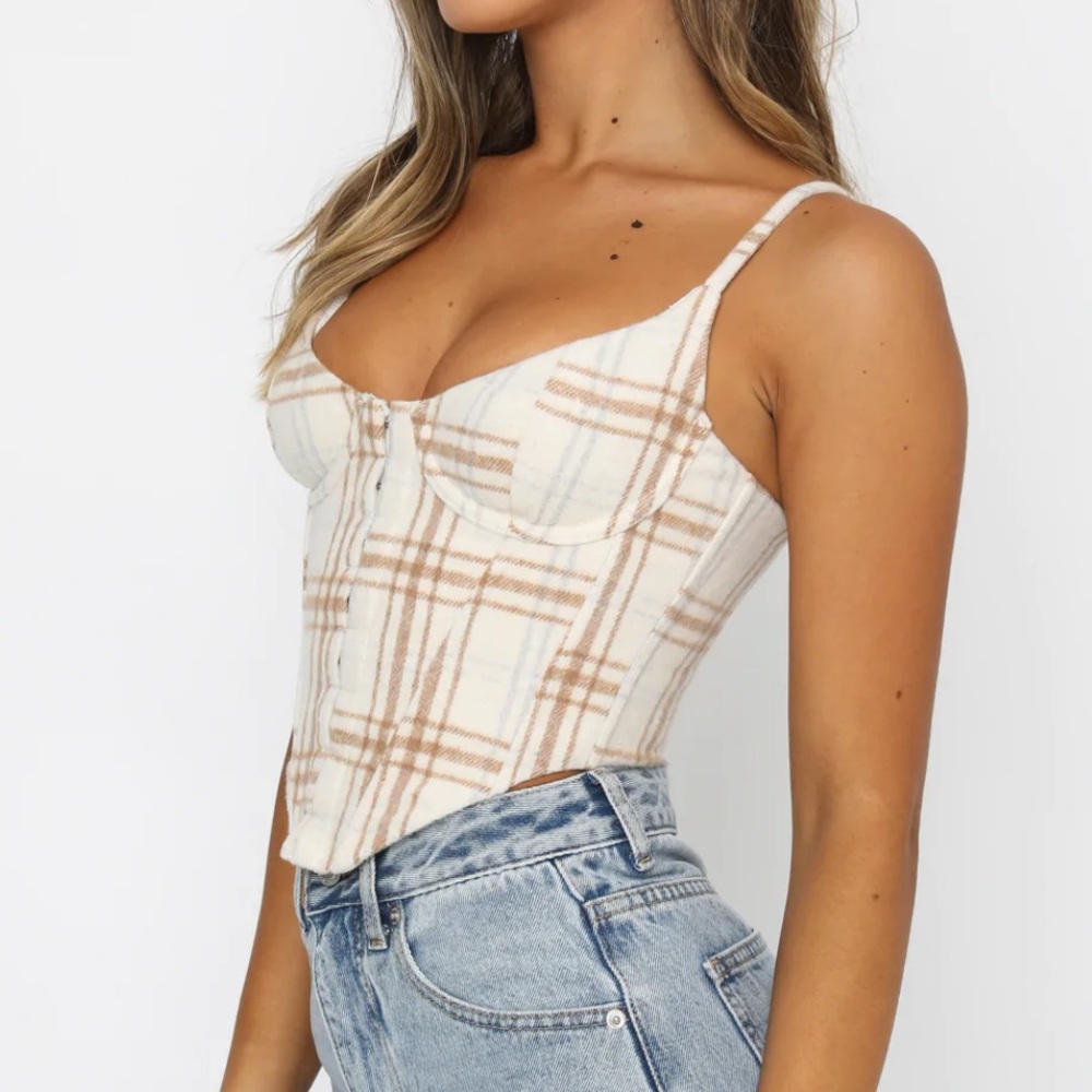 WHITE FOX: “choose me plaid bustier”